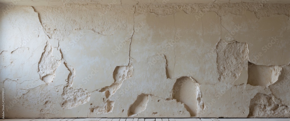 Poster textured plaster wall surface with peeling and distressed areas for background use in design and cre