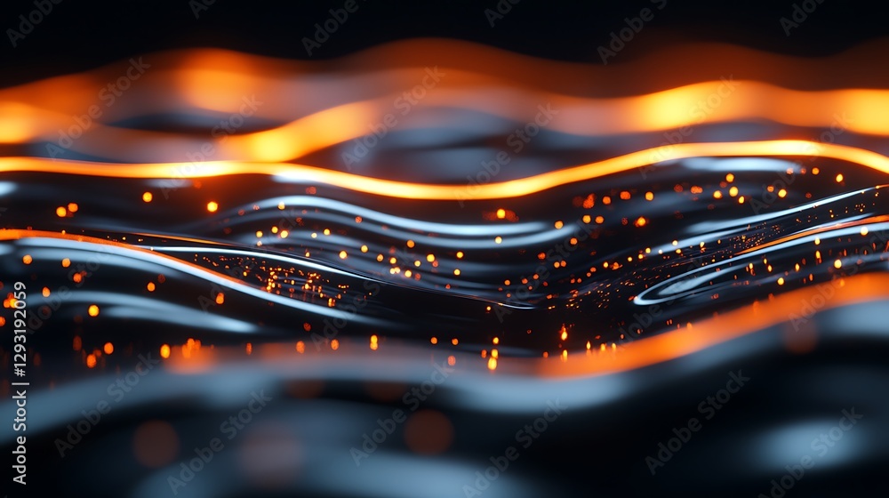 Poster luminous waves of light and color flowing through an abstract dynamic background