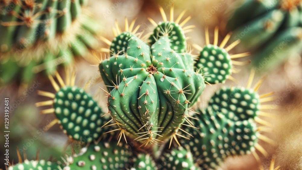 Poster cactus plant top view with unique patterns and textures in natural desert environment ideal for natu