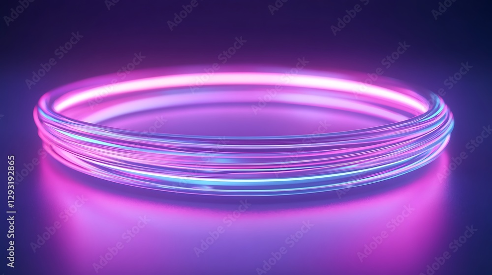 Poster neon light swirls on gradient background creating a futuristic and vibrant visualization in purple a