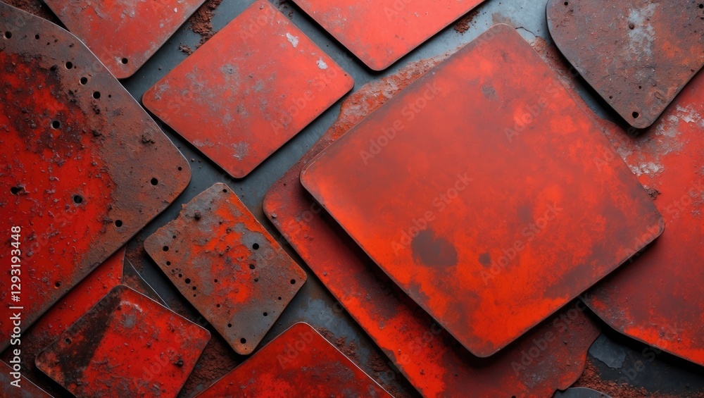 Poster rusty red steel plates with textured surface ideal for industrial backgrounds and design projects fe