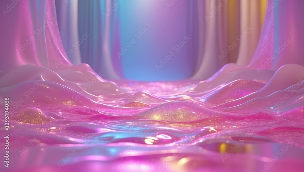 Aufkleber iridescent pink and white fluid texture with shimmering effects in a dreamy abstract setting suitabl