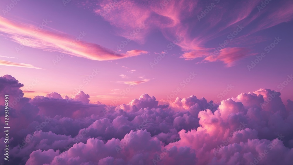 Poster twilight sky background with soft pink and purple clouds ideal for text overlay and artistic design 