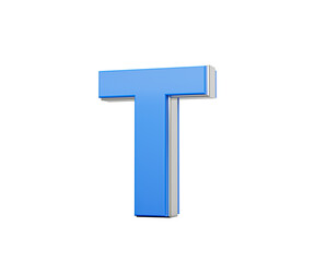 Blue Capital Letter T Gleams With Its Sleek Modern Design Bold Font With Sharp Edges 3D Illustration