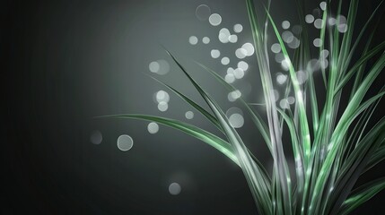 Abstract Plant Art with Glowing Lines and Bokeh Effect