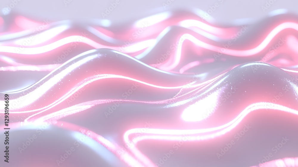 Poster shimmering pink waves with glossy surface in abstract style for modern backgrounds and creative proj