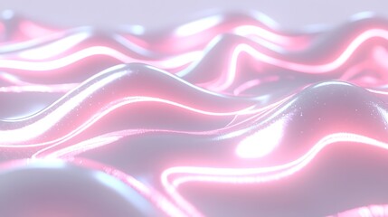 Shimmering Pink Waves with Glossy Surface in Abstract Style for Modern Backgrounds and Creative Projects