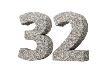 Number Thirty Two 32 Digit Made Of Rock Fragments Or Gravels 3d Illustration
