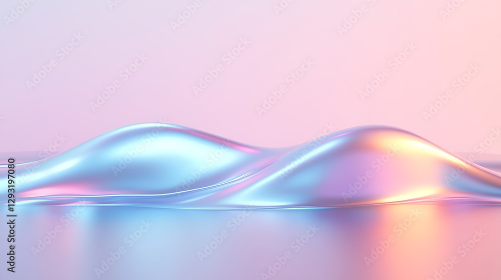 Aufkleber shimmering waves of colorful liquid with reflections in soft gradient background