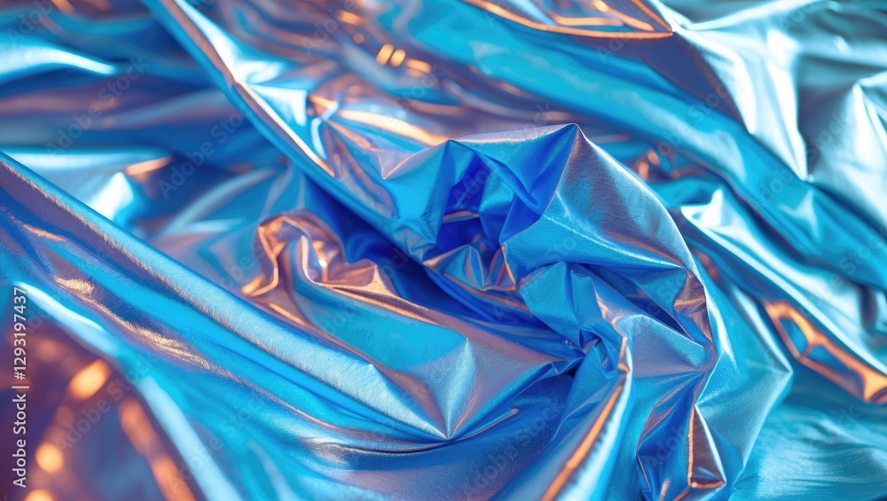 Poster shimmering textured blue foil creating an elegant abstract background for design or creative project