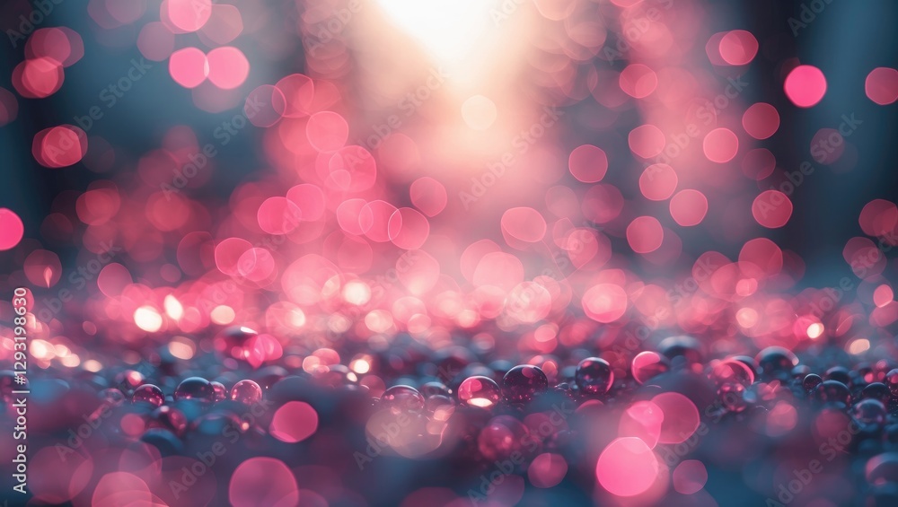 Poster pink bokeh abstract background with glimmering light reflections and soft focus for creative and aes