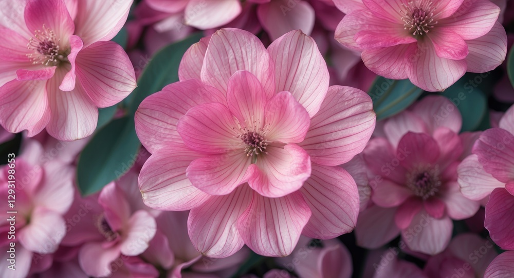 Poster Delicate Pink Flower Petals Background with Soft Focus and Empty Space for Customizable Text or Graphics