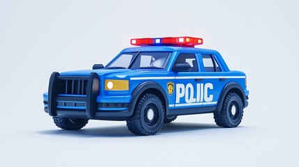 Blue Police Car Studio Render