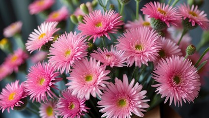 Delicate pink aster flowers bouquet arranged beautifully creating a vibrant gift display for special occasions or home decoration.