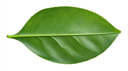 Obraz premium Fresh Green Leaf with Detailed Veins and Smooth Surface Texture