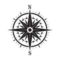 Silhouette of a Simple Compass Rose clipart