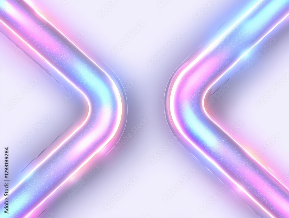 Poster colorful neon light lines creating a modern, abstract design on a soft background.