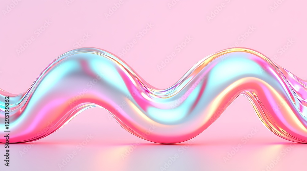 Poster smooth and colorful wavy abstract shape on soft pink background for modern design and art concepts