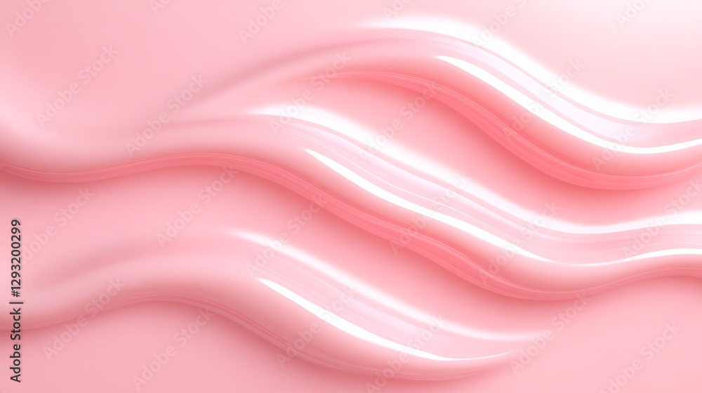 Poster smooth and glossy abstract pink background with flowing curves and waves for design and decoration p