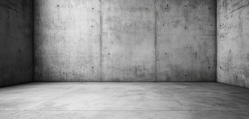 Industrial minimalist design on a raw gray concrete wall with rough textures and visible imperfections.