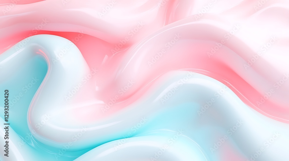 Poster smooth and flowing abstract texture in soft pastel colors of pink and blue wave patterns
