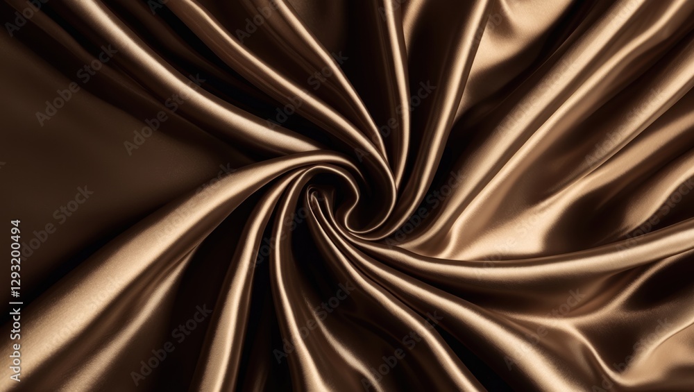 Poster elegant dark brown silk fabric in a swirling pattern, sepia toned background with a retro style enha