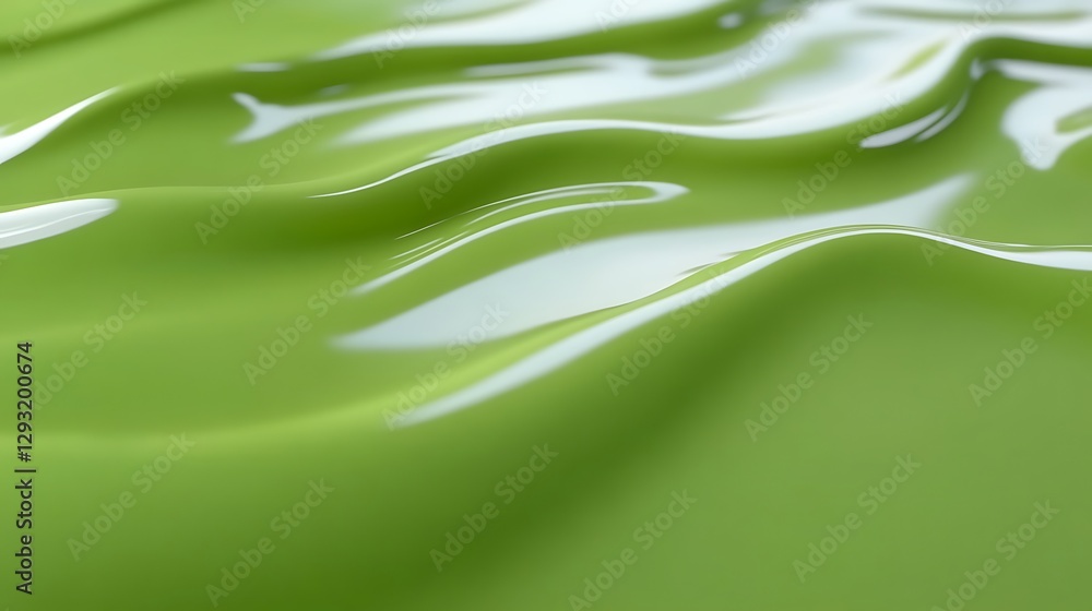 Poster smooth and glossy green surface with gentle waves and reflections ideal for abstract backgrounds