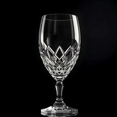 Empty wine glass isolated on black background. 3D illustration. Mock up.