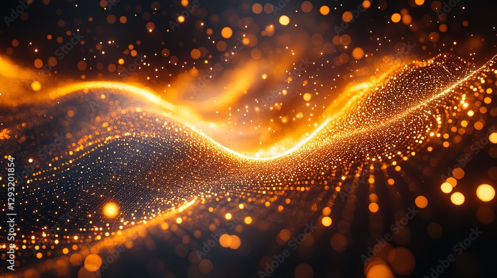 Aufkleber close-up of a quantum lattice network with floating particles, futuristic tech vibe