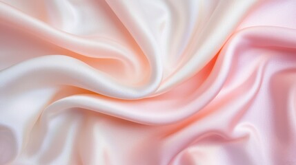 Obraz premium A soft, flowing piece of fabric with a delicate gradient of white and pastel pink, creating an elegant and smooth texture.