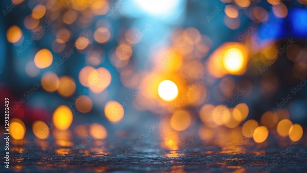 Poster abstract blurred background with vibrant bokeh lights creating a warm atmosphere suitable for food a