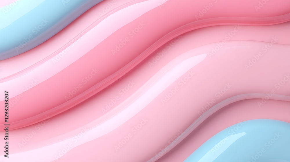 Poster smooth and glossy swirls of pink and blue liquid texture on a soft background for creative design pr
