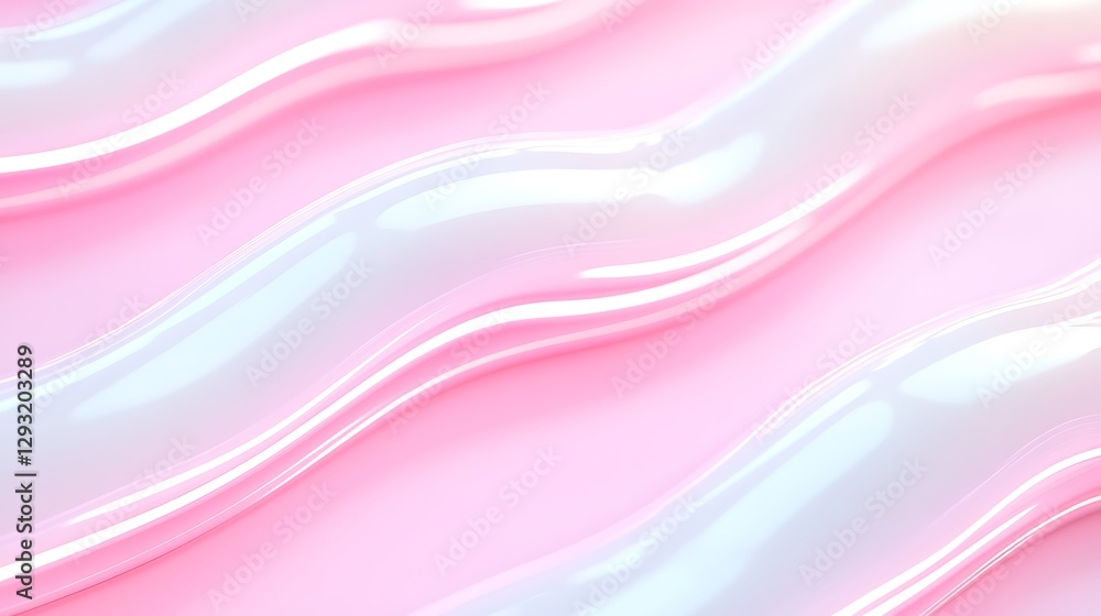 Aufkleber smooth and glossy waves of soft pink liquid on a subtle pink background for background and textures