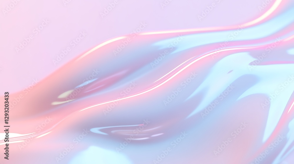 Aufkleber smooth and reflective waves in soft pastel colors on a gradient background for artistic designs