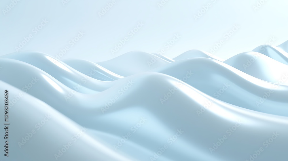 Poster smooth and serene abstract waves in soft blue tones with gentle gradients reflecting light and addin