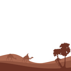 Naklejka premium Camels Ramadan Silhouette Banner