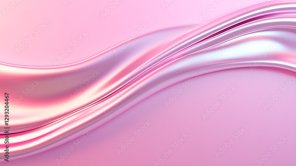 Poster smooth and shiny pink waves on soft background for modern design and aesthetic themes