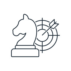 Successful tactics, strategy. Mission accomplishment. Vector linear icon isolated on white background.