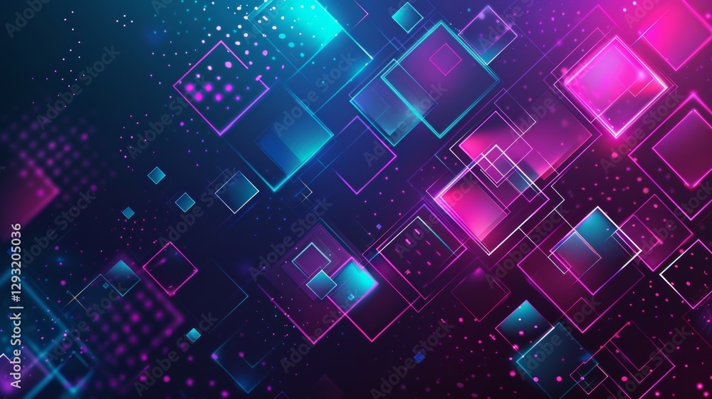 Aufkleber abstract neon glowing cubes background. abstract digital cubes . abstract background. abstract futur