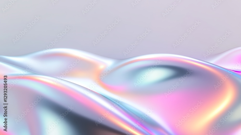 Aufkleber Smooth Colorful Wave Patterns with Reflective Surface Creating an Abstract Visual Effect in Soft Lighting