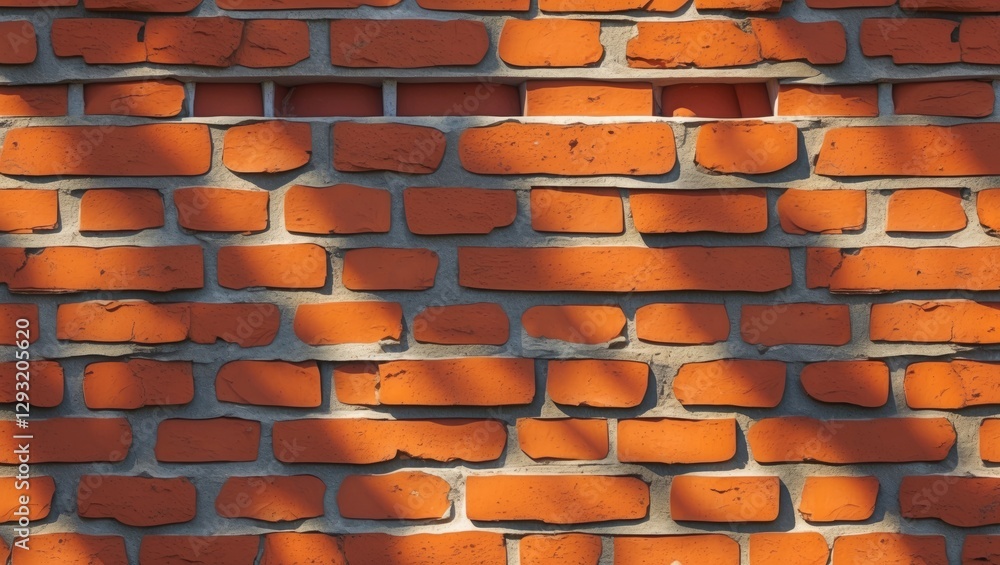 Poster orange brick wall texture showcasing light and shadow patterns creating a dynamic perspective in arc
