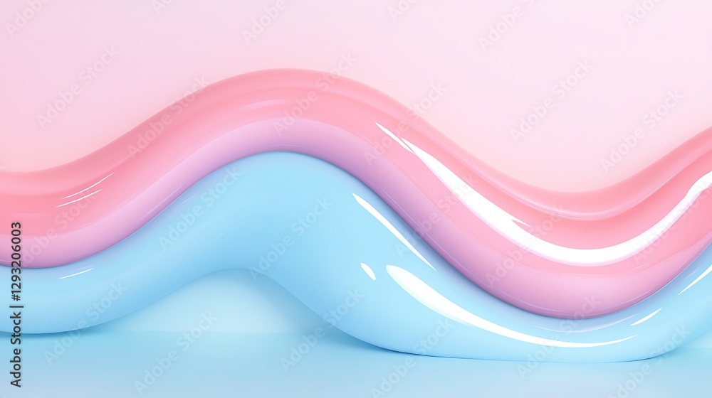 Poster smooth curved waves of pink and blue on a soft background for artistic and creative concepts