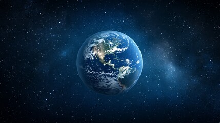 Earth globe in starry space, symbolizing unity and infinite possibilities.