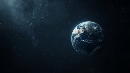Earth globe in starry space, symbolizing unity and infinite possibilities.
