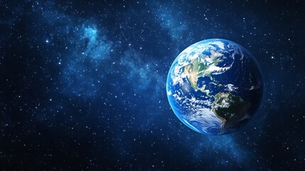 Earth globe in starry space, symbolizing unity and infinite possibilities.