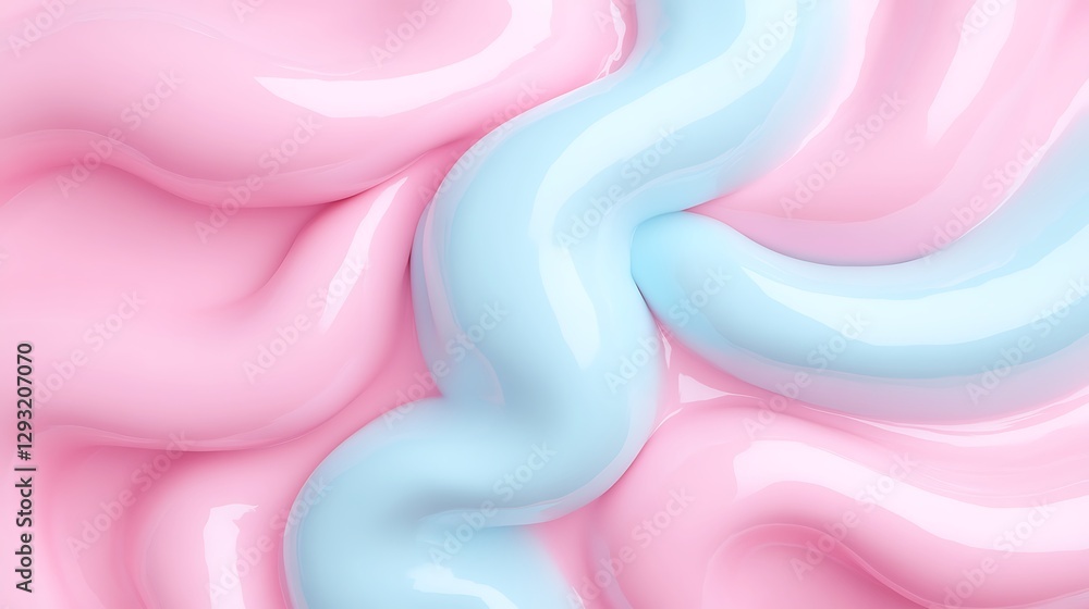 Poster smooth flowing creamy swirls of pink and light blue in abstract concentric patterns for background d