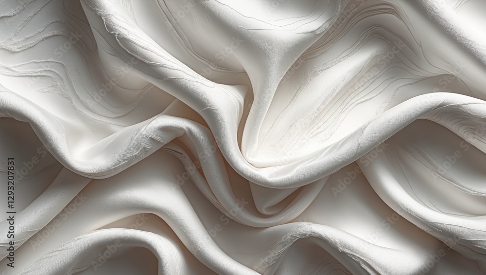 Poster elegant white textured fabric with soft wavy folds creating a sophisticated abstract background for 