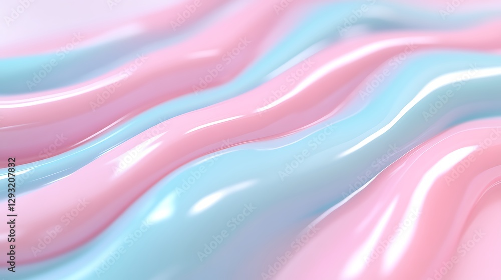 Poster smooth flowing pastel colors in wavy patterns creating a serene and calming abstract background desi