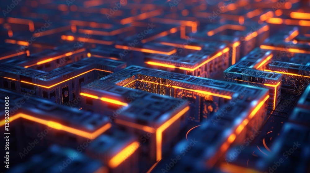 Poster digital technology background. square shapes background. futuristic technology. abstract technology 