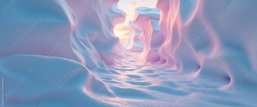Poster abstract soft foam texture with gentle curves and pastel colors creating a serene and ethereal atmos